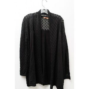 Belldini Cardigan 1X plus Black cotton viscose office basic casual open weave